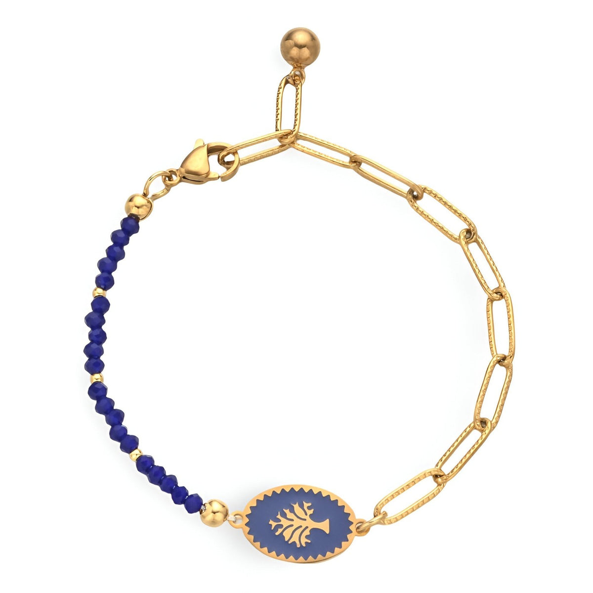 Bracelet en maille pour femme, arbre de vie, en titane et zircon synthétique