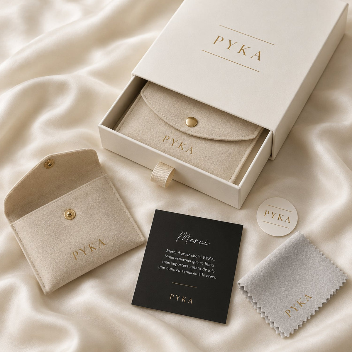 Packaging Pyka — coffret et pochette