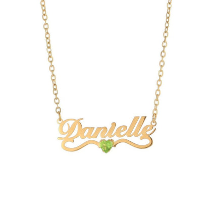 Collier prénom avec cristal vert