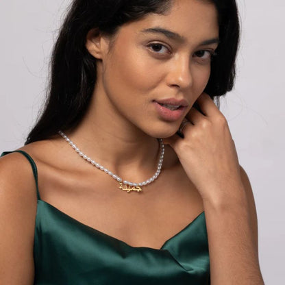 Collier prénom arabe avec perle