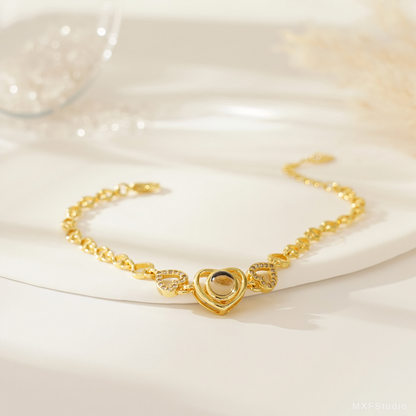 Bracelet Photo de Projection Personnalisé Pendentif Cœur