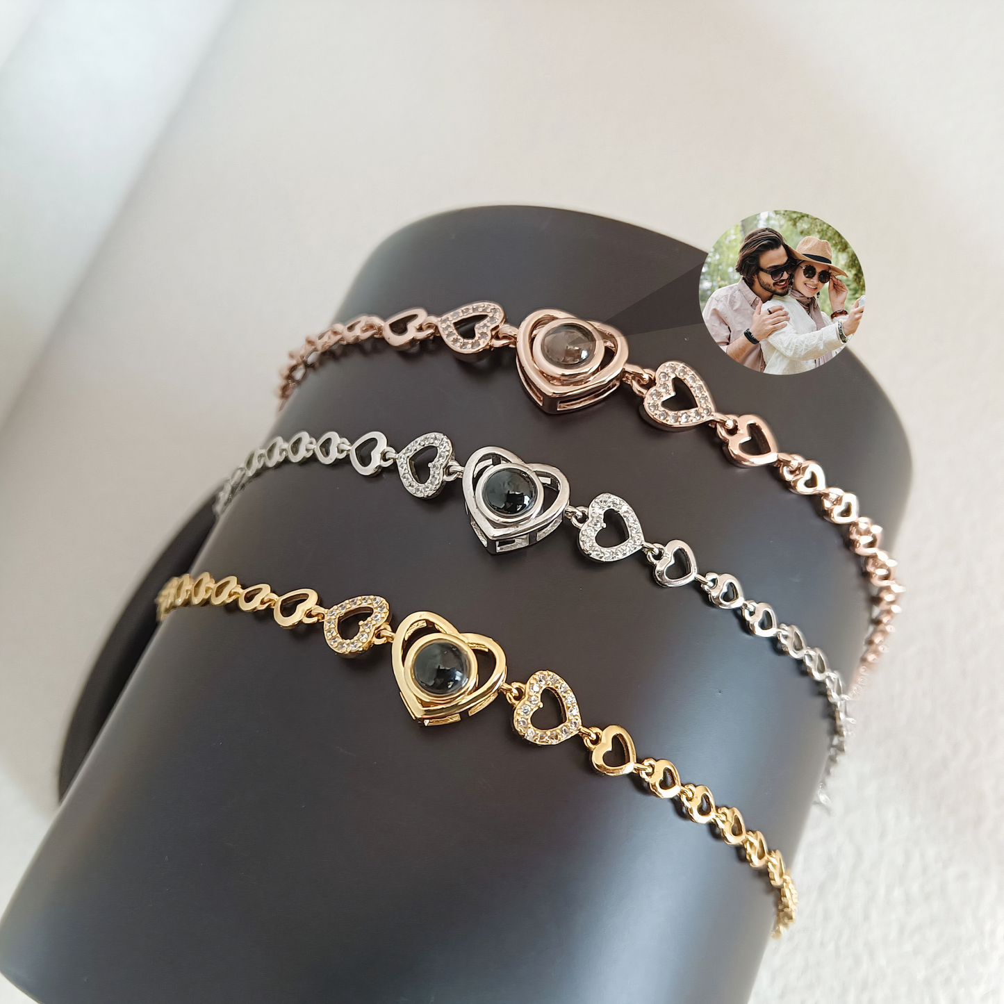 Bracelet Photo de Projection Personnalisé Pendentif Cœur