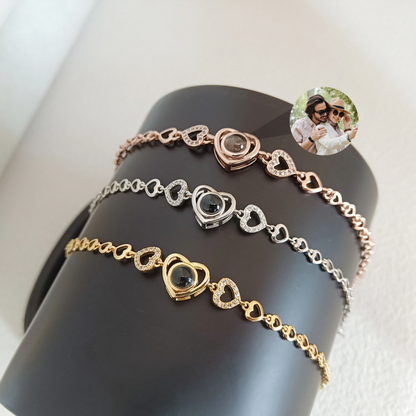 Bracelet Photo de Projection Personnalisé Pendentif Cœur
