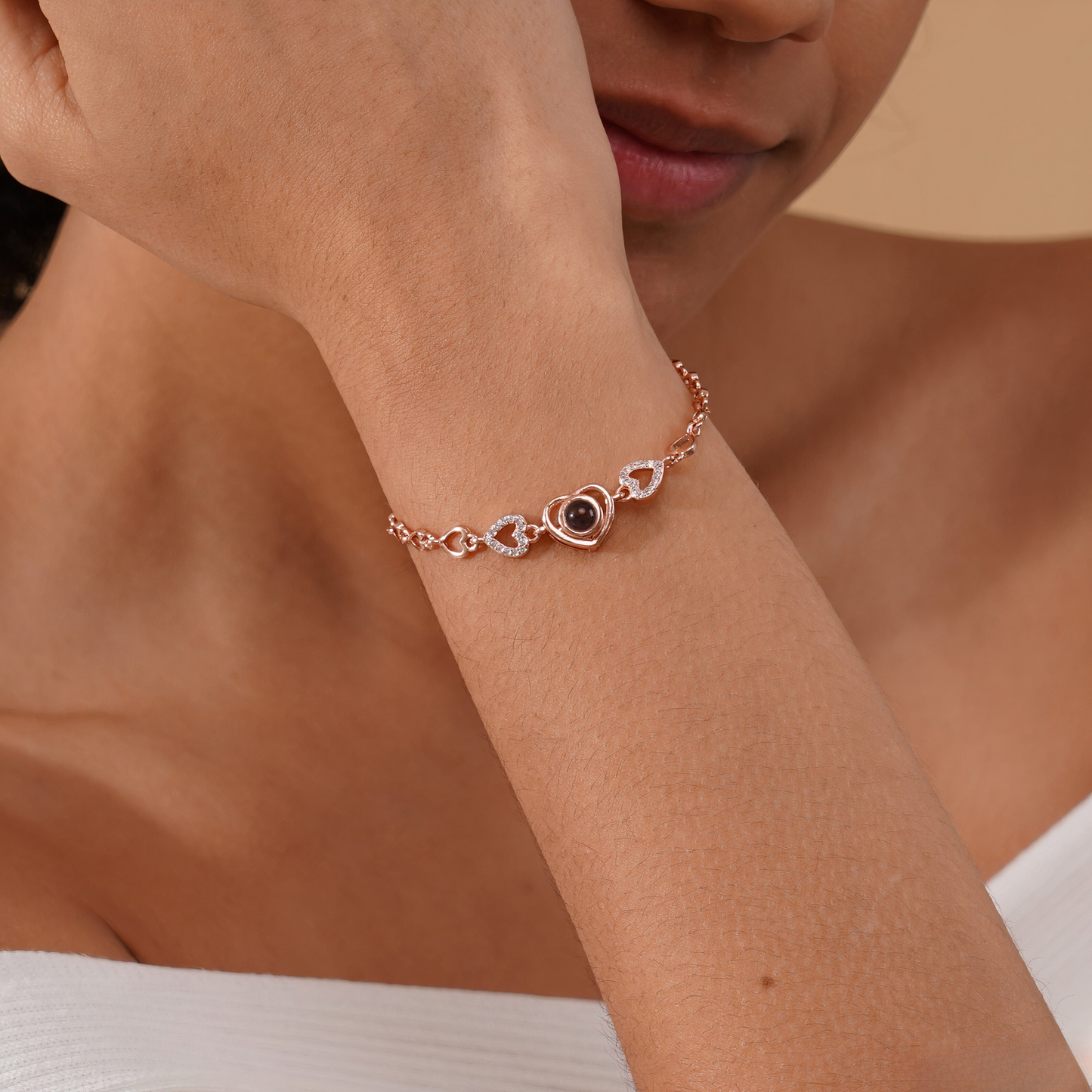 Bracelet Photo de Projection Personnalisé Pendentif Cœur