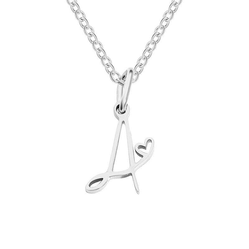 Collier en acier inoxydable avec cœur monogramme