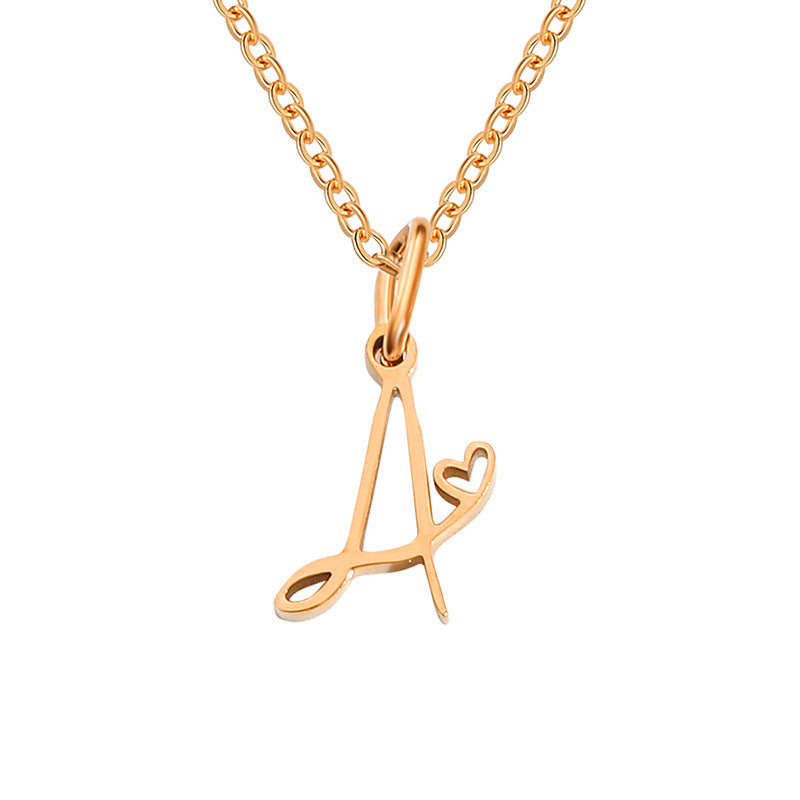 Collier en acier inoxydable avec cœur monogramme