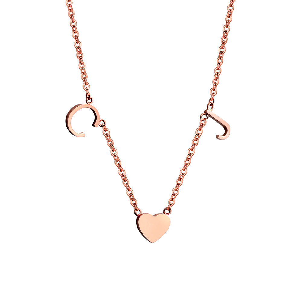 Collier 2 initiales personnalisées et petit coeur