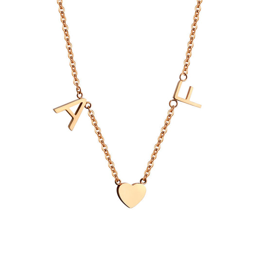 Collier 2 initiales personnalisées et petit coeur