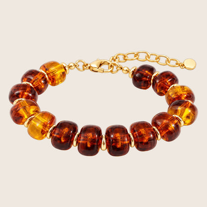 Bracelet ajustable orné de perles en résine lumineuse, avec une chaîne dorée élégante pour sublimer votre poignet, un accessoire féminin idéal pour toutes vos tenues, modèle Limna — photo 1