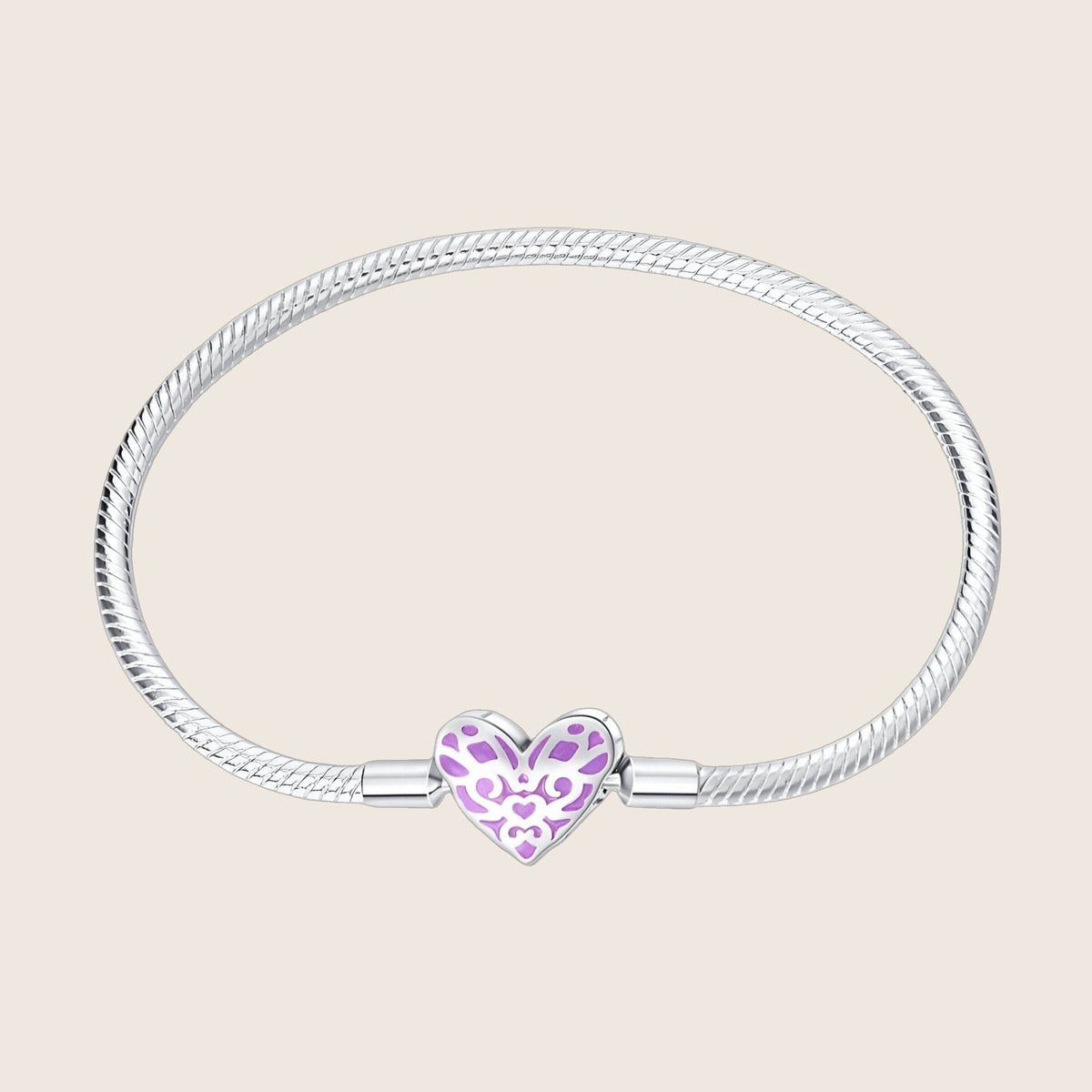 Bracelet à charm, maille serpent, coeur lumineux ajouré, pour femme, modèle Alondra — photo 1