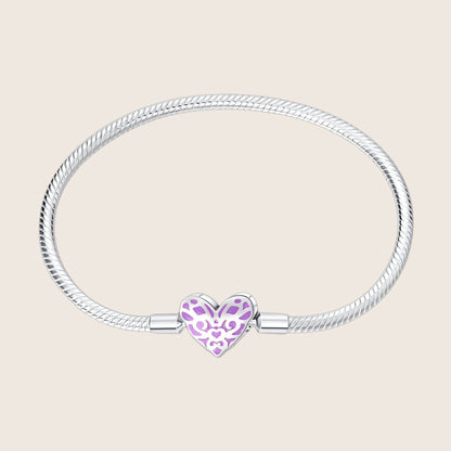 Bracelet à charm, maille serpent, coeur lumineux ajouré, pour femme, modèle Alondra — photo 1