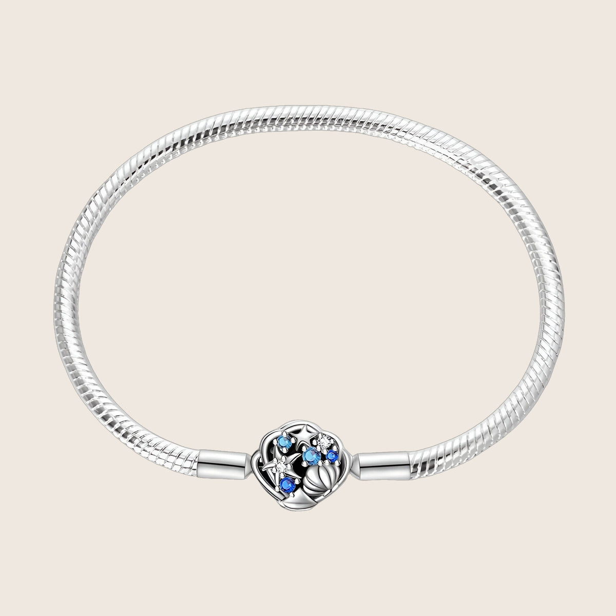 Bracelet à charm personnalisable, maille serpent, finition argentée, pour femme, modèle Ferelith — photo 1