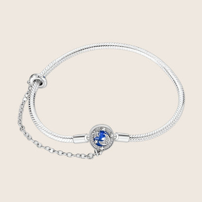 Bracelet à charm maille serpent, motif lune et étoiles, personnalisable, pour femme, modèle Ione — photo 1
