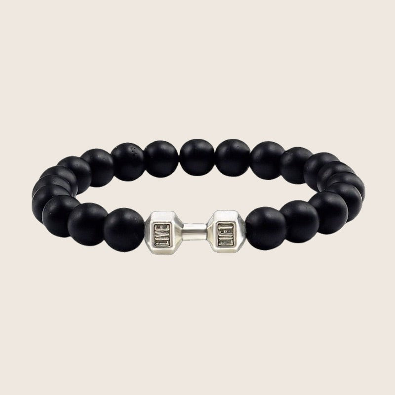 Bracelet à perles noires, musculation et haltère, modèle Sulek — photo 1
