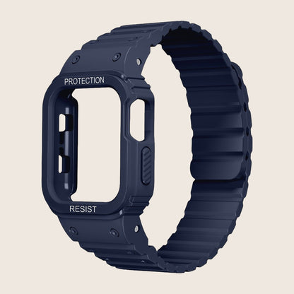 Bracelet Apple Watch avec coque intégrale en silicone, protection renforcée résistante aux chocs, fermoir magnétique ajustable, modèle Penz — photo 1