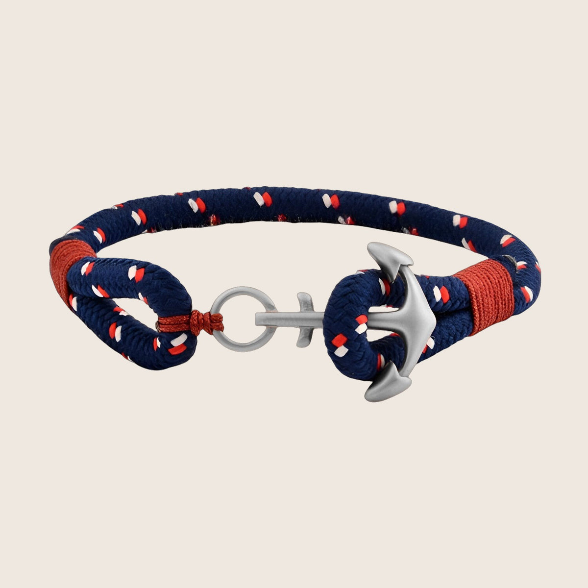 Bracelet ancre, en coton et acier inoxydable, pour homme, modèle Cédric — photo 1