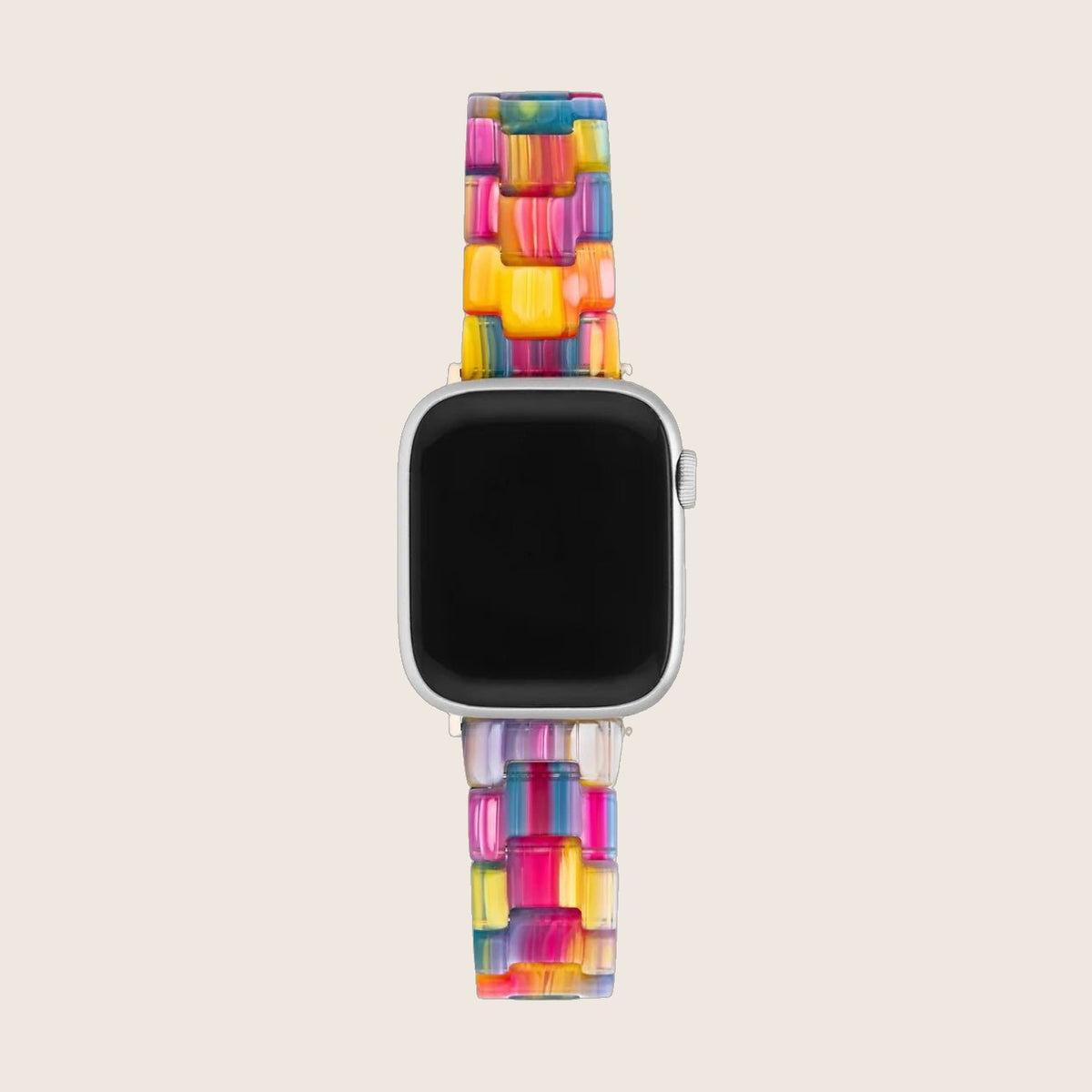 Bracelet Apple Watch arc-en-ciel, pour femme, en résine multicolore, modèle Winx — photo 1