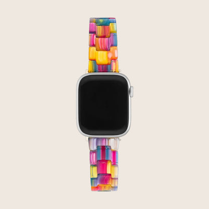 Bracelet Apple Watch arc-en-ciel, pour femme, en résine multicolore, modèle Winx — photo 1