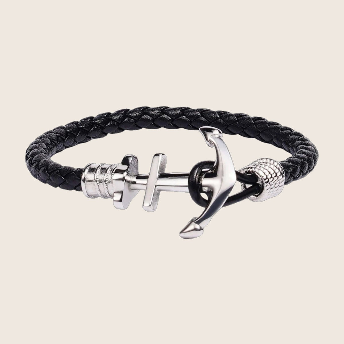 Bracelet ancre simple, en croûte de cuir et acier inoxydable, pour homme, modèle Dani — photo 1