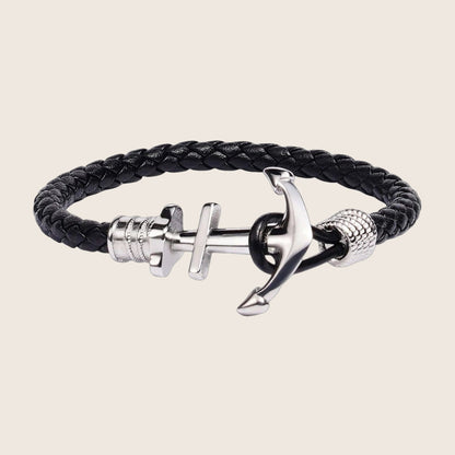 Bracelet ancre simple, en croûte de cuir et acier inoxydable, pour homme, modèle Dani — photo 1