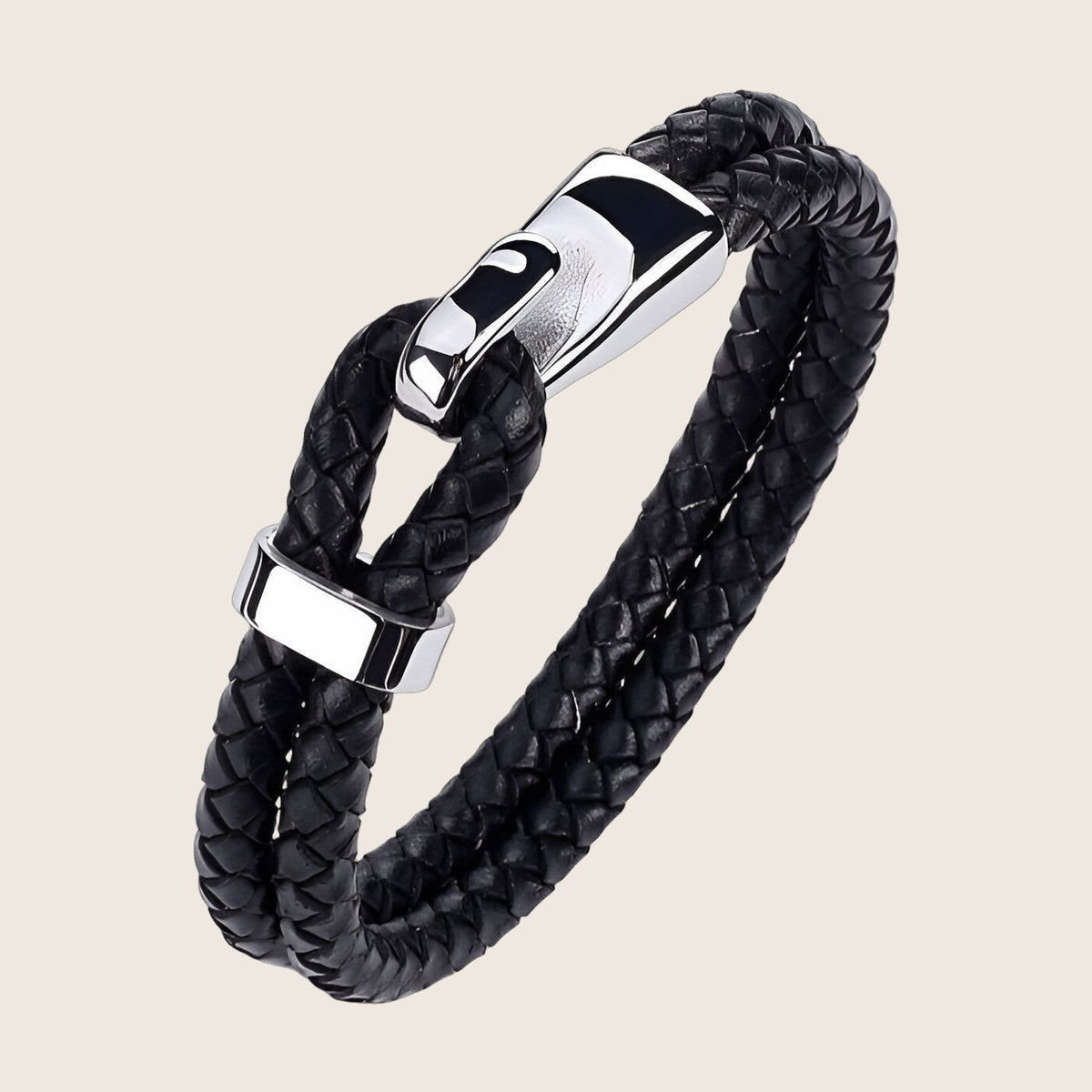 Bracelet à crochet, en croûte de cuir et acier inoxydable, pour homme, modèle Ted — photo 1