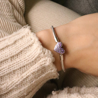 Bracelet à charm, maille serpent, coeur lumineux ajouré, pour femme, modèle Alondra — photo 2