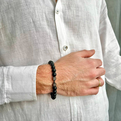 Bracelet à perles noires, musculation et haltère, modèle Sulek — photo 2
