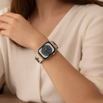 Bracelet a motifs ethniques brodes, fermoir magnetique, pour Apple Watch, modele Tilma — photo 2
