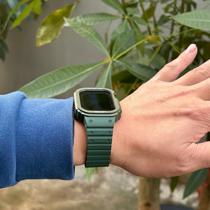 Bracelet Apple Watch avec coque intégrale en silicone, protection renforcée résistante aux chocs, fermoir magnétique ajustable, modèle Penz — photo 2