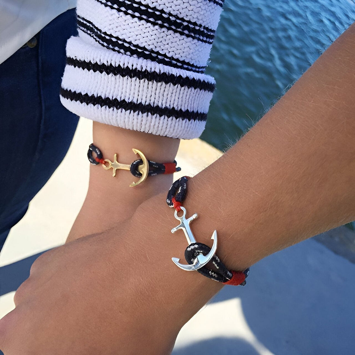 Bracelet ancre, en coton et acier inoxydable, pour homme, modèle Cédric — photo 2