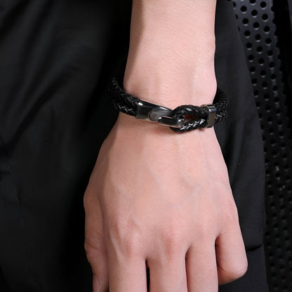 Bracelet à crochet, en croûte de cuir et acier inoxydable, pour homme, modèle Ted — photo 2