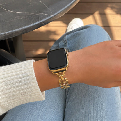 Bracelet Apple Watch à maillons en acier inoxydable, longueur réglable sans outil, allure chic et lumineuse, modèle Zurika — photo 2