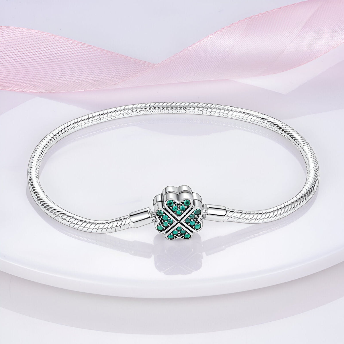 Bracelet à charm personnalisable, chaîne serpent, finition argentée, pour femme, modèle Bruna — photo 3