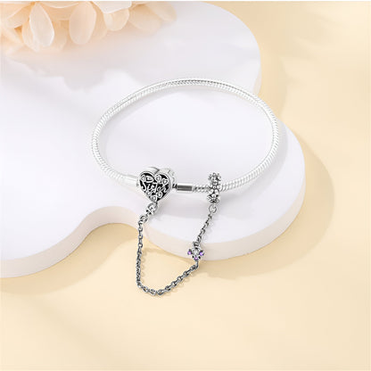 Bracelet à charm en maille serpent, fermoir coeur personnalisable, pour femme, modèle Eliska — photo 3