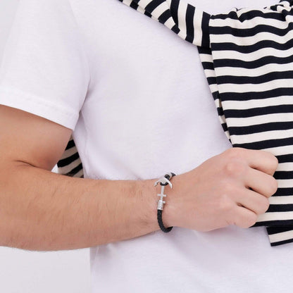 Bracelet ancre simple, en croûte de cuir et acier inoxydable, pour homme, modèle Dani — photo 3