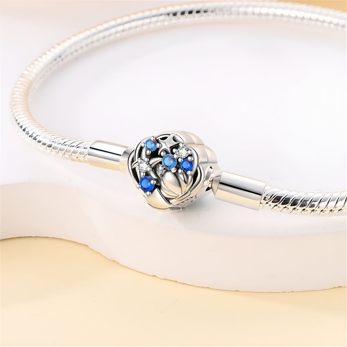 Bracelet à charm personnalisable, maille serpent, finition argentée, pour femme, modèle Ferelith — photo 4