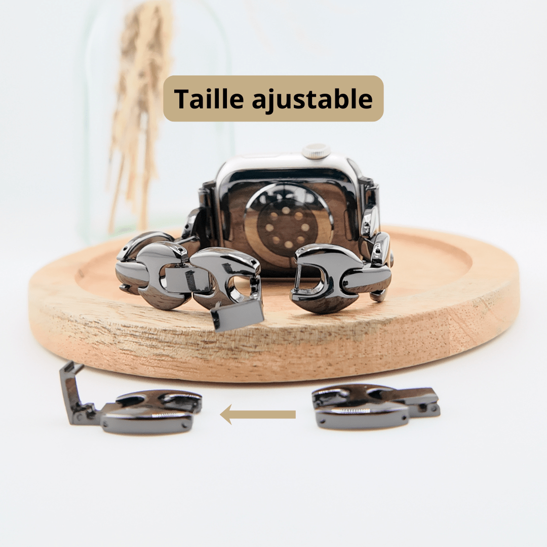 Bracelet Apple Watch à mailles marine, pour femme, design moderne, modèle Vily — photo 4