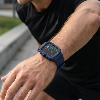 Bracelet Apple Watch avec coque intégrale en silicone, protection renforcée résistante aux chocs, fermoir magnétique ajustable, modèle Penz — photo 4