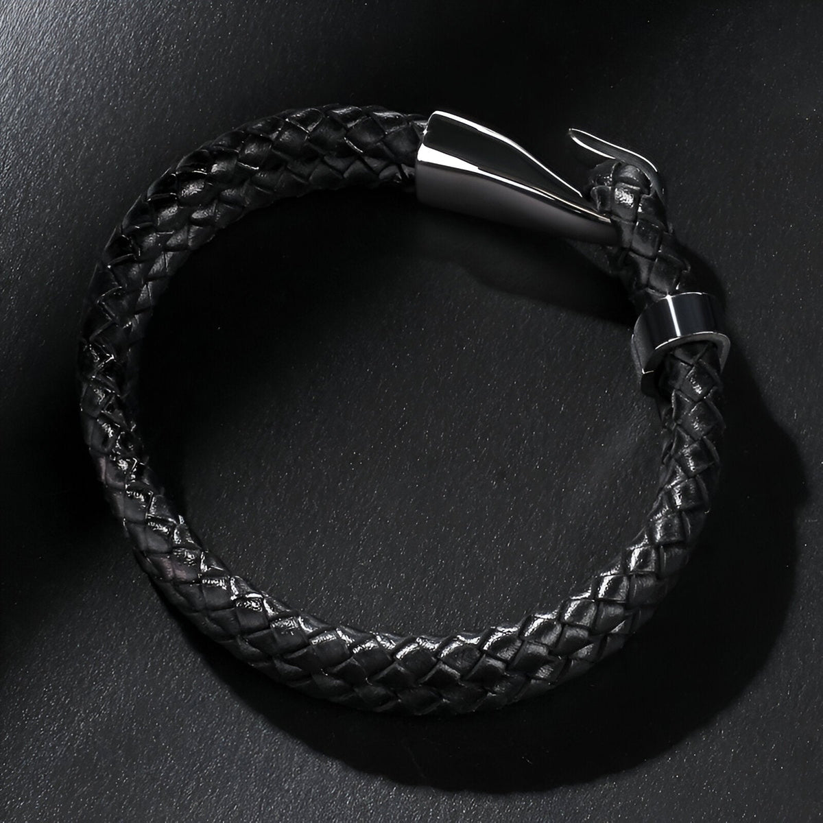 Bracelet à crochet, en croûte de cuir et acier inoxydable, pour homme, modèle Ted — photo 4