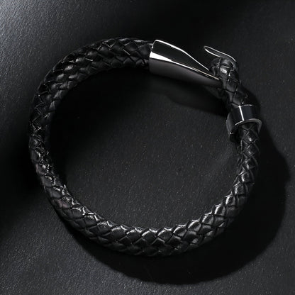 Bracelet à crochet, en croûte de cuir et acier inoxydable, pour homme, modèle Ted — photo 4