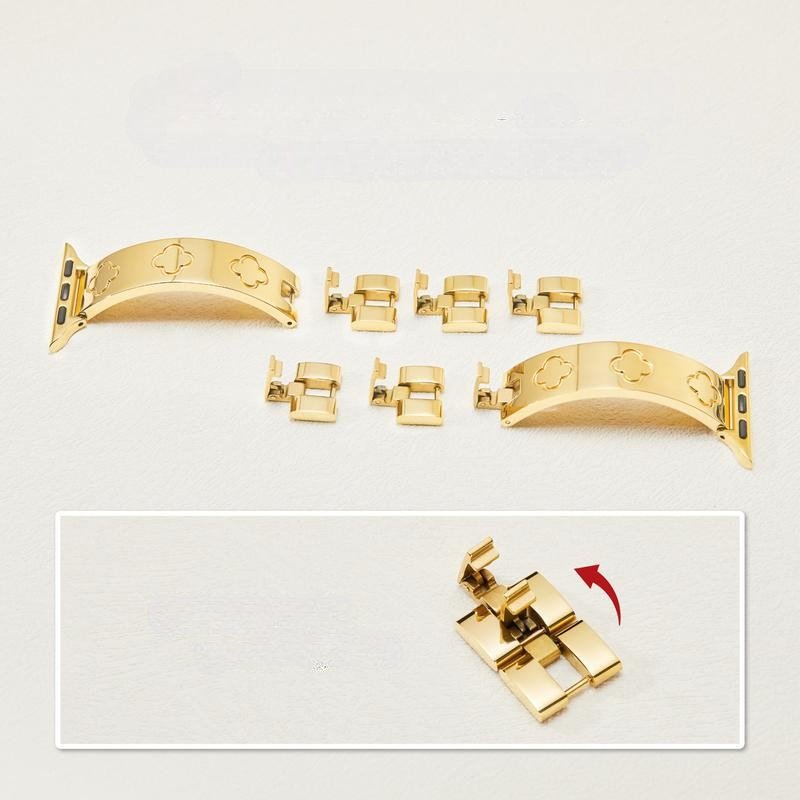 Bracelet Apple Watch acier inoxydable motif trèfle, bracelet jonc élégant pour montre connectée Apple, modèle Tréfa — photo 4