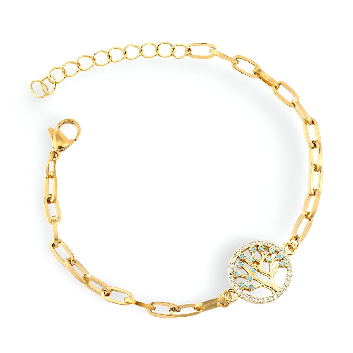 Bracelet en acier inoxydable, pour femme, arbre de vie
