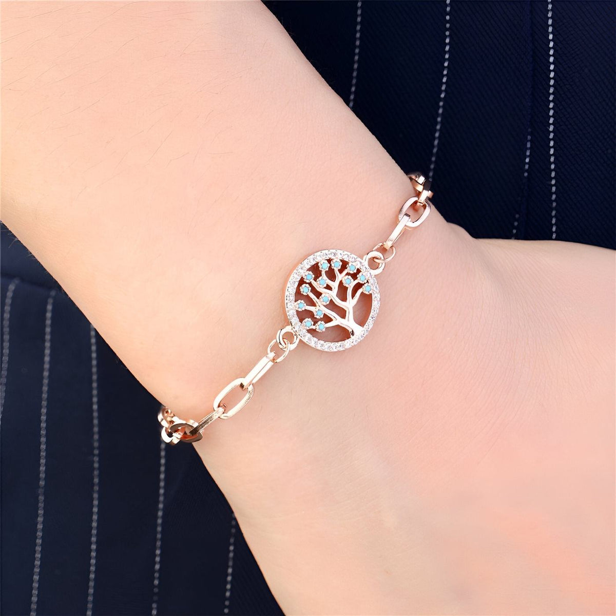 Bracelet en acier inoxydable, pour femme, arbre de vie