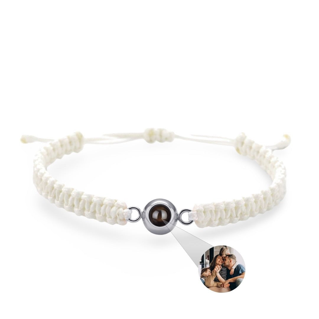 Bracelet en corde tressée avec photo personnalisée