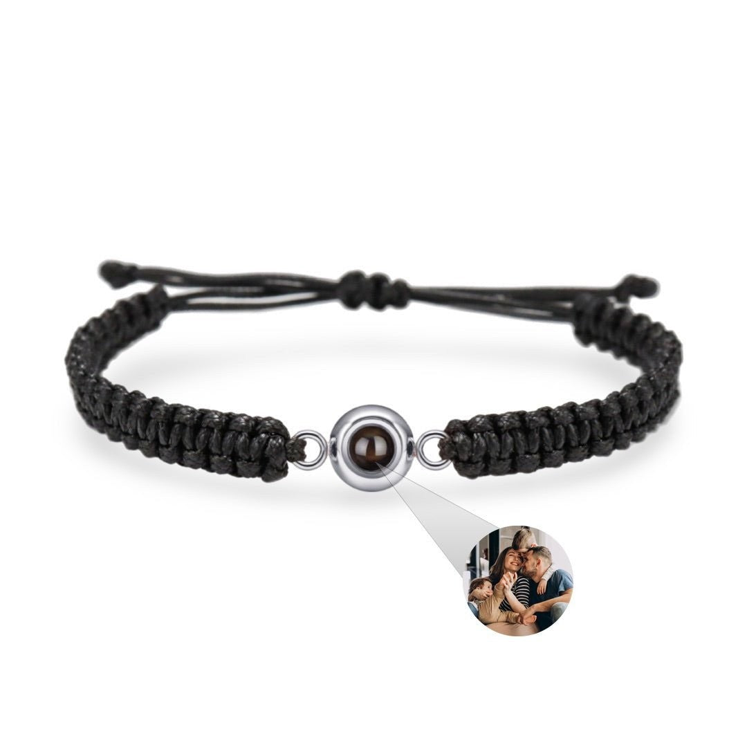 Bracelet en corde tressée avec photo personnalisée