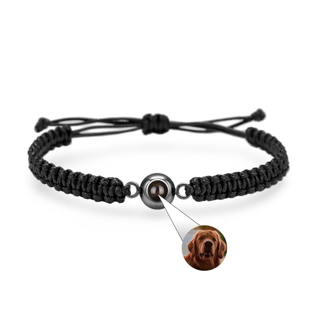 Bracelet en corde tressée avec photo personnalisée