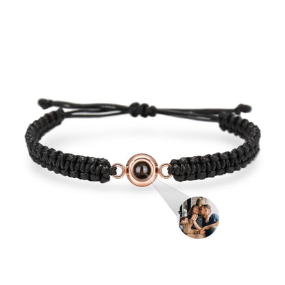 Bracelet en corde tressée avec photo personnalisée