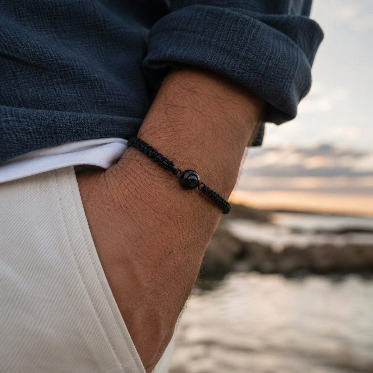 Bracelet en corde tressée avec photo personnalisée