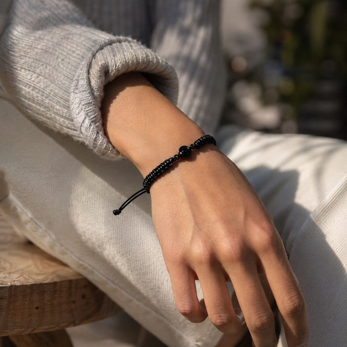 Bracelet en corde tressée avec photo personnalisée