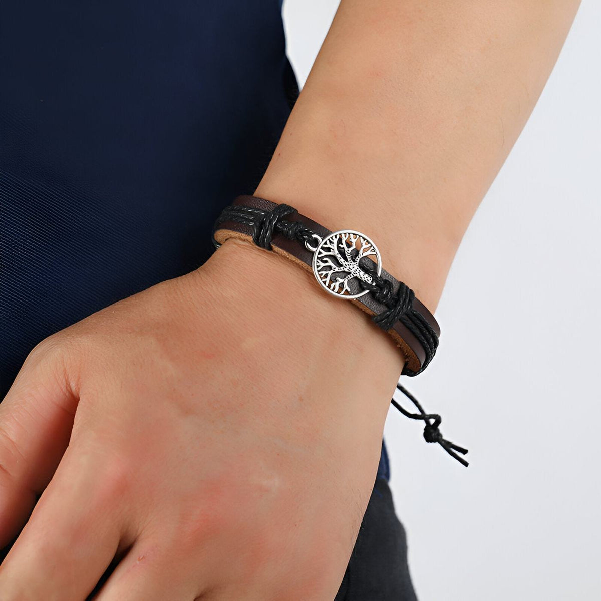 Bracelet en cuir, arbre de vie, mixte